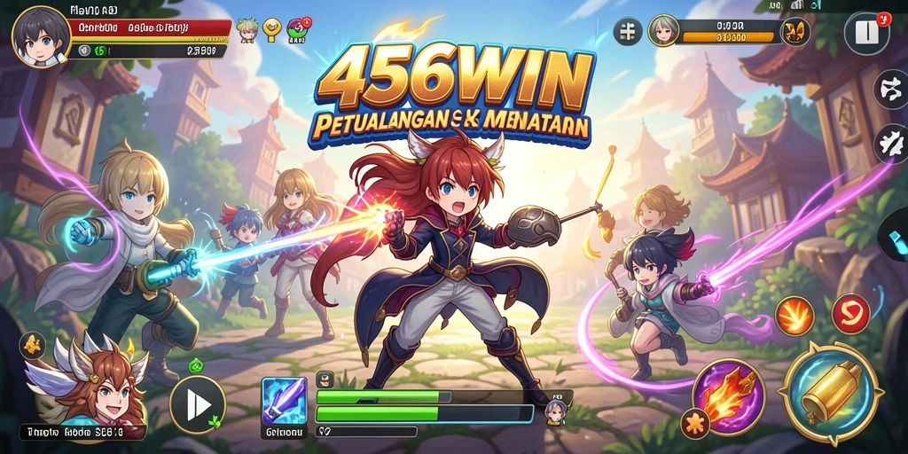 Tampilan gameplay seru dari 456WIN dengan karakter anime yang menarik.