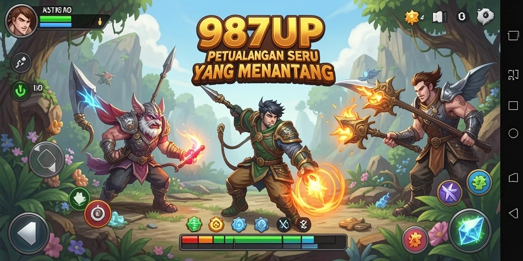 Screenshot menunjukkan pemain sedang menjelajahi dunia 987UP yang menakjubkan.