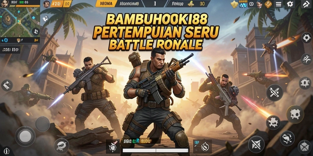 Tampilan gameplay menegangkan di BAMBUHOKI88 dengan aksi Battle Royale.