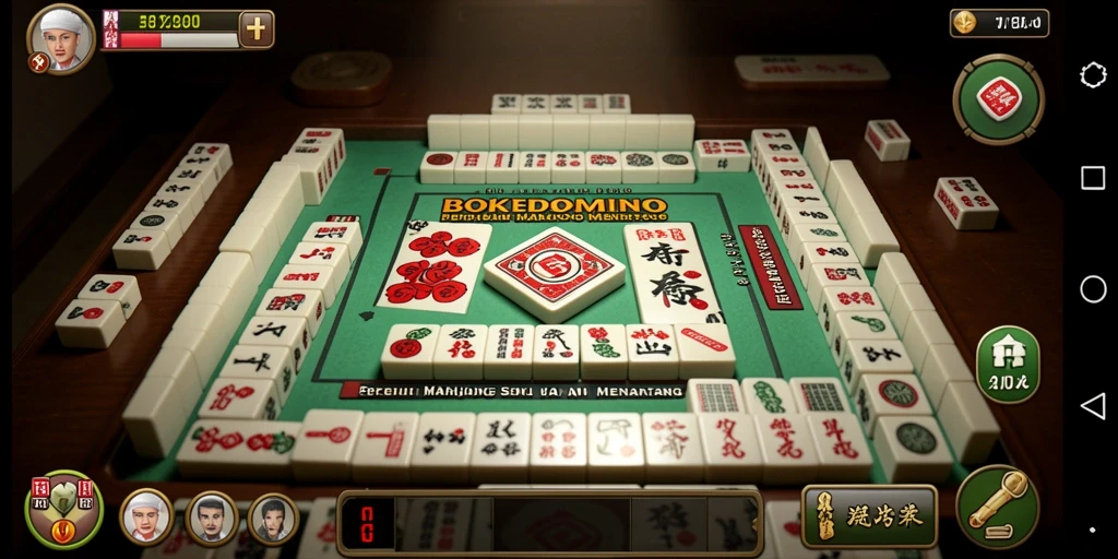 Screenshot gameplay <strong>BOKEDOMINO</strong> menampilkan aksi mencocokkan ubin Mahjong.