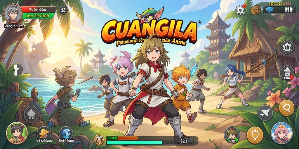 Tampilan gameplay CUANGILA dengan karakter anime yang dinamis.