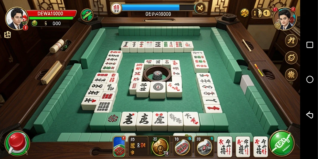 Tangkapan layar DEWA1000 menampilkan gameplay Mahjong yang menarik.