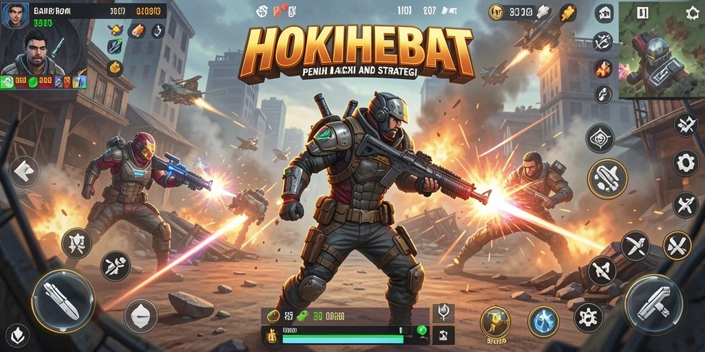 Tampilan seru gameplay HOKIHEBAT dalam aksi Battle Royale.