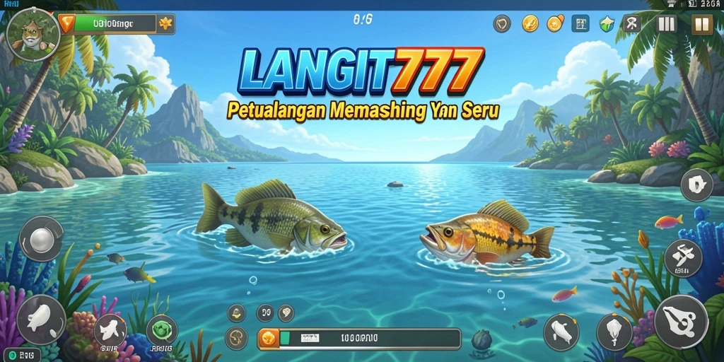 Screenshot utama LANGIT777 menampilkan gameplay memancing yang menawan.