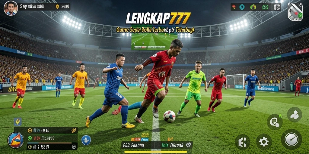 Tangkapan layar gameplay LENGKAP777 dengan visual sepak bola yang menakjubkan.