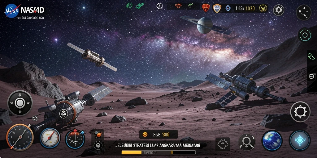 Screenshot gameplay NASA4D menampilkan eksplorasi luar angkasa yang mendebarkan.