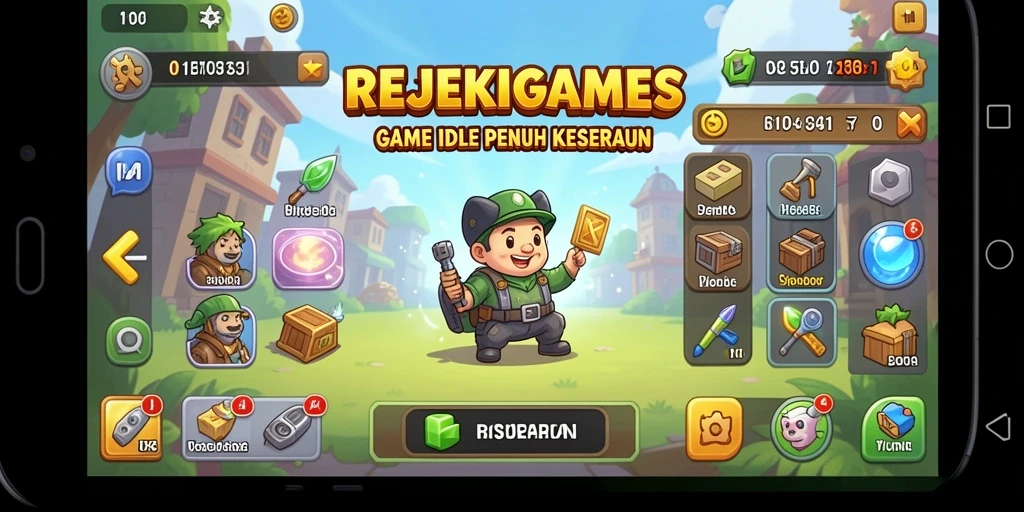 Tampilan gameplay menarik dari REJEKIGAMES yang menunjukkan kerajaan dalam pengembangan.