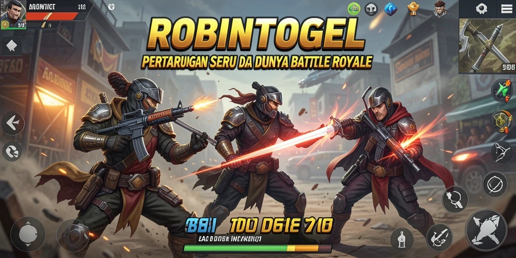 Screenshot gameplay <strong>ROBINTOGEL</strong> menampilkan pertarungan seru dengan efek grafis yang mengesankan.