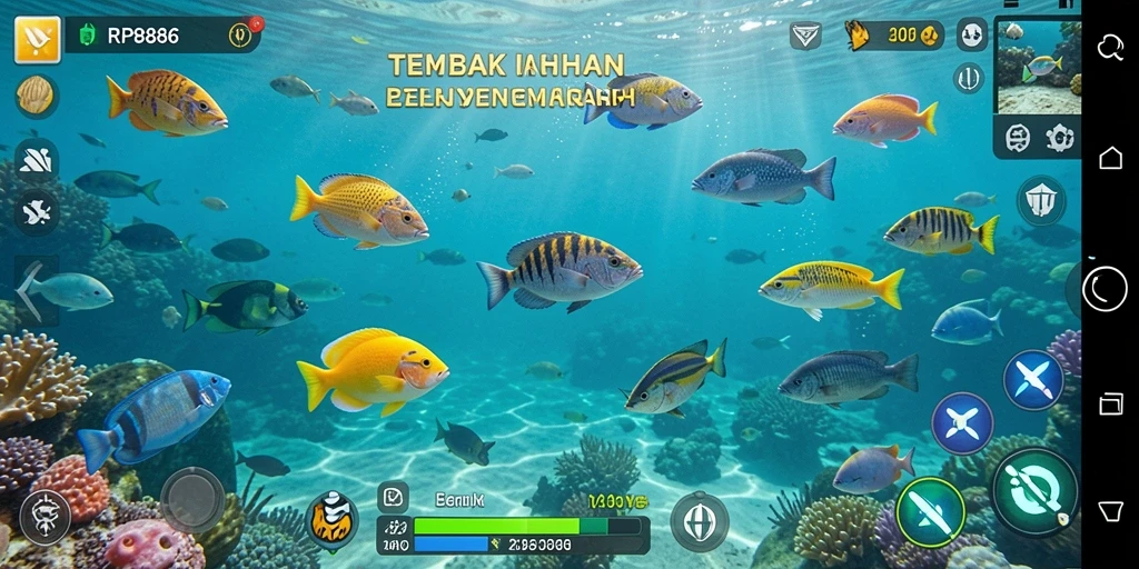 Tangkapan layar menunjukkan aksi seru gameplay Tembak Ikan.