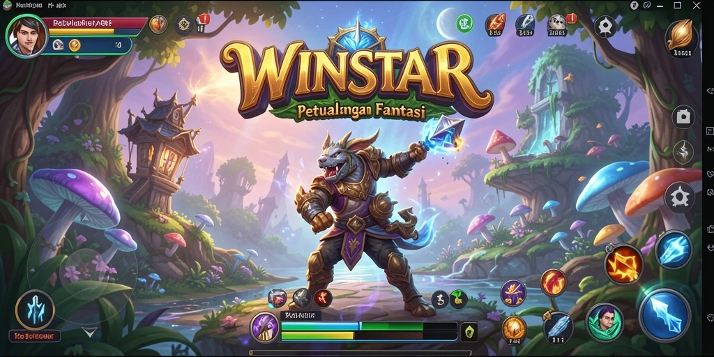 Tangkapan layar dari gameplay WINSTAR yang menunjukkan aksi petualangan yang mendebarkan.